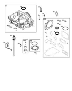 Crankcase Cover/Sump Group Diagram and Parts List for 49X977-0005-J1 400000 - 699999 Briggs and Stratton Engine